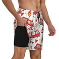 thumbnail image 2 of Kdxio Fire Truck Print Men'S Swim Trunks With Compression Liner 7 Inch Inseam Quick Dry Swim Shorts, 2 of 7