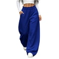 thumbnail image 5 of yeiolnoer Wide Leg Sweatpants for Women Elastic Waist Pants Casual Comfortable Pants with Pockets Athletic Clothes(Blue,Medium), 5 of 7
