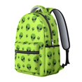thumbnail image 2 of Alien Head Bright Green Pattern Backpack for School, Cute School Bag with Adjustable Shoulder Straps and Padded Back, 15.3"x11"x7.1", 2 of 5