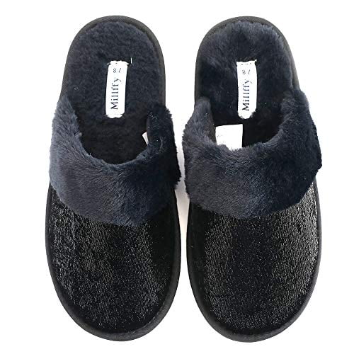black sequin slippers