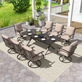 thumbnail image 3 of Gotland 9 Piece Outdoor Dining Set, Metal Outdoor Table and 8 Swivel Chairs , Patio Furniture Set with Waterproof Cushions, Patio Dining Sets for Backyard Deck ,Sand, 3 of 8