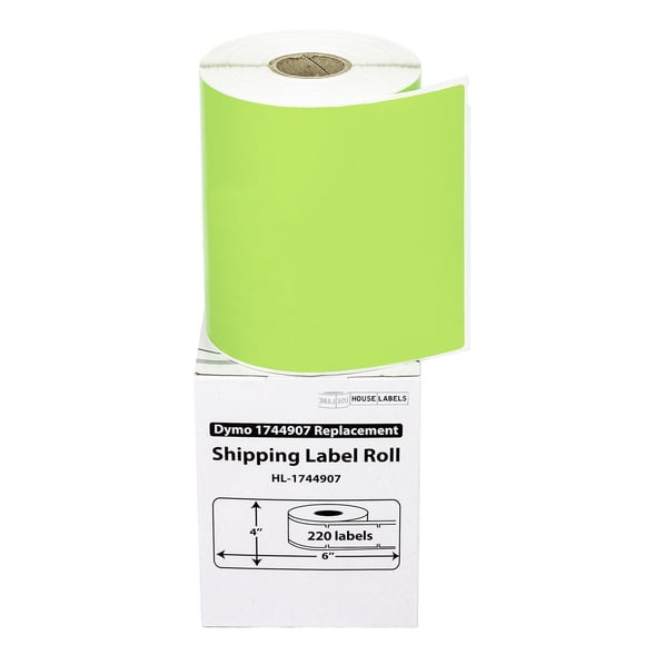 HOUSELABELS Étiquettes d'Expédition Vertes Compatibles DYMO 1744907 4TG (4 Pouces x 6 Pouces), Adhésif Permanent Fort, Compatible avec Imprimantes de Bureau DYMO LW 4TG, Rollo & Zebra, 20 Rouleaux / 4400 Étiquettes