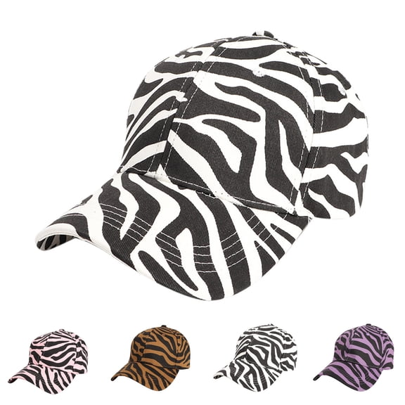 QLEICOM Baseball Cap,Hats for Men,Unisex Zebra Print Baseball Cap with Vintage Wash and Soft Structured Crown Adjustable Fashion Hat with Print Pink