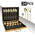 thumbnail image 2 of Yeacher 24Pcs Dinnerware Set With Gift Box Stainless Steel Kitchen Cutlery Set Knife Fork Spoon Flatware Minimalist Tableware, 2 of 8