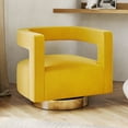 thumbnail image 2 of BELLEZE Swivel Accent Chair, Modern Barrel Chair Comfy Velvet Curved Back Round Chair with Gold Base Wood Frame, 360 Degree Swivel Club Armchair for Living Room, Bedroom, Office - Crown Chair (Yellow), 2 of 7