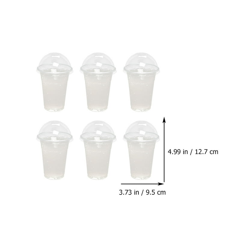 100 Sets Disposable Cup With Dome Lid Plastic Iced Cold Drink Coffee Tea  Smoothie Transparent Non-slip Home Portable Accessories