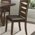 thumbnail image 3 of 2-Pc Transitional Brown Wood Side Chairs with Faux Leather Seats for Dining Room, 3 of 10
