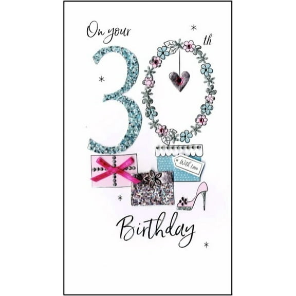 Handmade "Champagne" Greeting Card 30th Birthday With Gift & Shoe