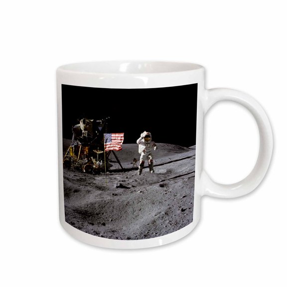 3drose, Astronauts and Rockets - Apollo 16 Lunar Landing, 15oz Mug