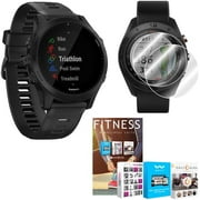 Garmin Forerunner 945 Premium GPS Running/Triathlon Bluetooth Smartwatch with Music in Black Bundle With Screen Protector 2-Pack, Fitness and Wellness Suite (010-02063-00)