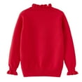 thumbnail image 5 of Girls Long Sleeve Knit Pullover Sweater with Ruffled Mock Neck and Ribbed Cuffs for Casual Wear Winter Fall Spring, 5 of 6