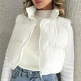 thumbnail image 2 of Drses Women's Padded Vest, High Stand Collar Lightweight Zip Crop Puffer Gilet, 2 of 7
