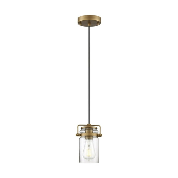 60/6735-Nuvo Lighting-Antebellum-1 Light Mini Pendant-5 Inches Wide by 7.5 Inches High-Vintage Brass Finish    -Traditional Installation