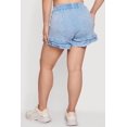 thumbnail image 4 of Women's Plus Size Acid Wash Ruffle Trim Shorts, 4 of 4