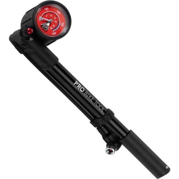 Bomba de amortiguador para Bicicletas Pro-Bike Tool 300 Psi válvula Anti-Fugas negro Unitalla