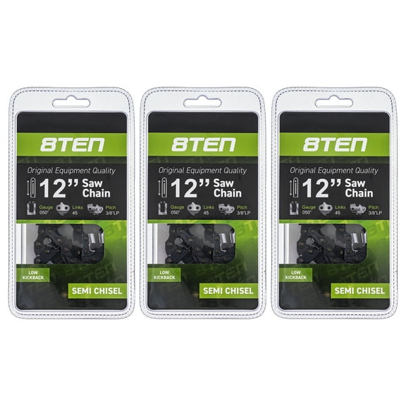 8TEN Chainsaw Chain 12 inch .050 3/8 45DL for Husqvarna 240 Poulan 3 Pack 810-CCC2249H
