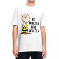 thumbnail image 2 of Camiseta de algodón para hombre de Peanuts, Charlie Brown, Mis ansiedades, Tengo ansiedades, Snoopy, Camiseta de cuello redondo, Camiseta de manga corta, 2 of 5