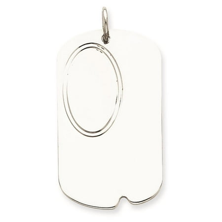 925 Sterling Silver Engravable Dog Tag Disc Charm Pendant 37mmx21mm