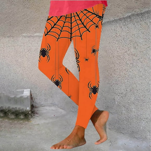 New Yoga Pants Women Casual Women's Fashion Halloween Spider Print Leggings with Yoga Sport Elastic Pants Breathable High Waisted Young Adult Pants