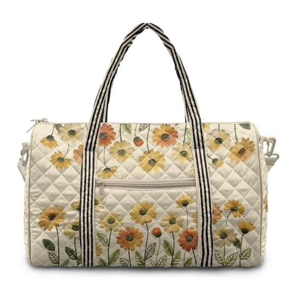 chaqlin Sunflower Gym Bag for Women Men Quilted Duffle Bag Large Travel Bag with Adjustable Bag and Zipper Pockets Weekender Overnight Bag