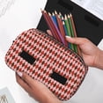 thumbnail image 6 of Kdxio Red and Brown Squares for Double Compartment Pen Case Oxford Organizer with Zipper Pockets for Students Artists, 6 of 7