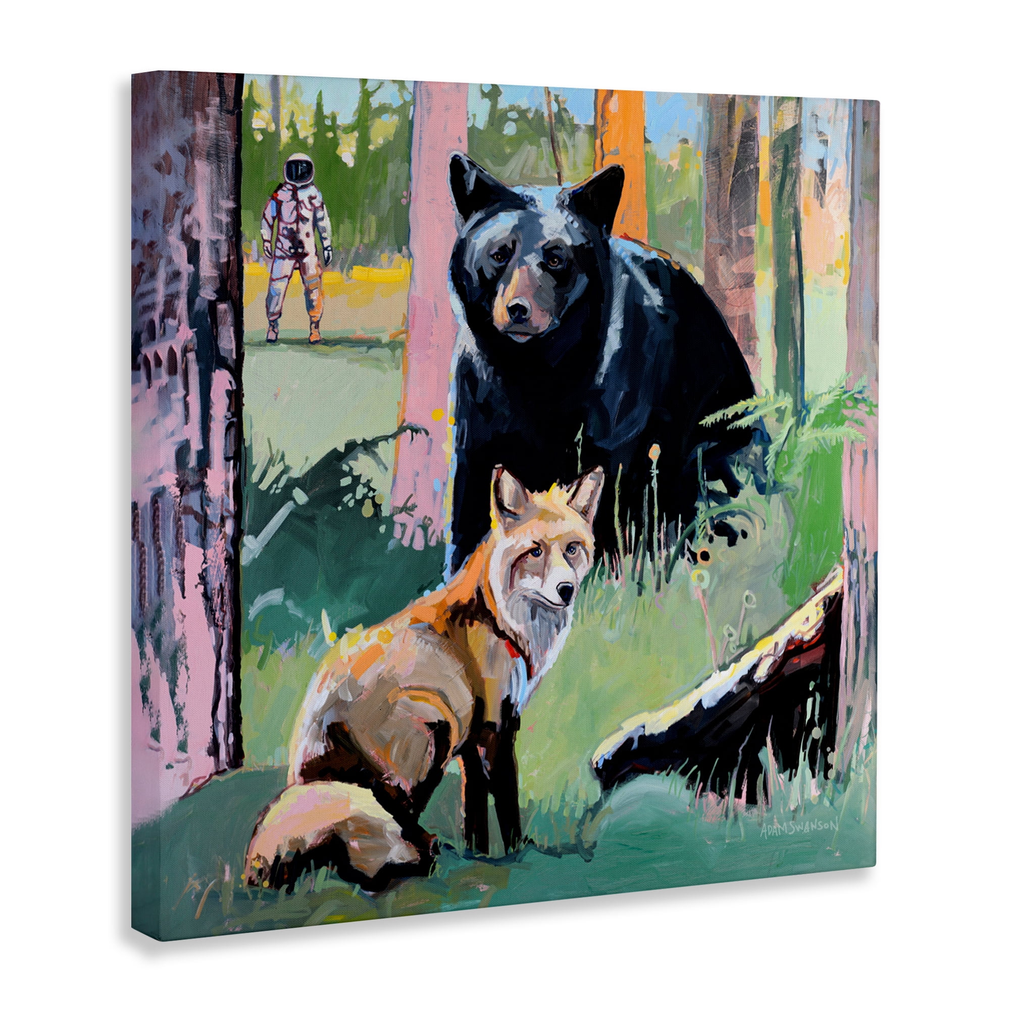Forest Animals in Deep Space Canvas Wall Art, design by Adam Swanson