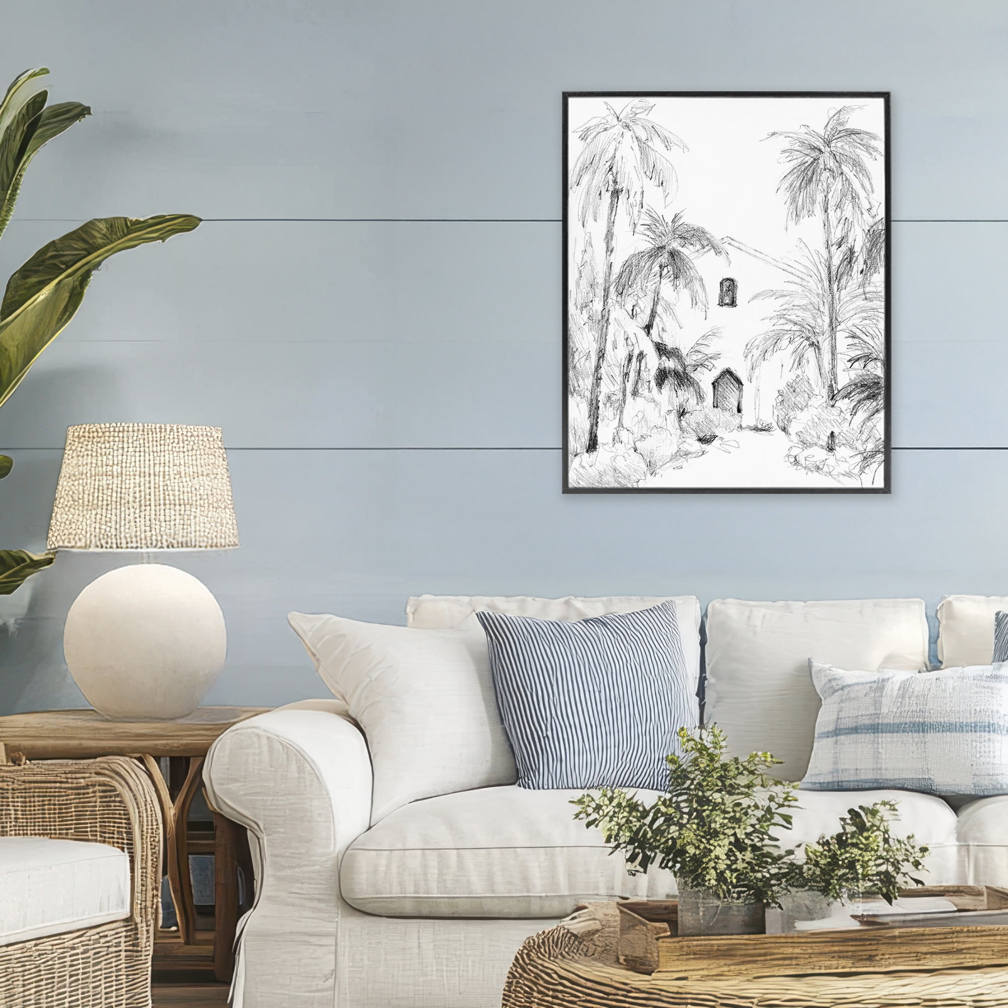 Stupell Industries Island Church Sketch Black Framed Giclee Art, design by Lanie Loreth