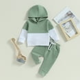 thumbnail image 2 of Okbabeha Fall Winter Baby Boy Clothes Color Block Hoodie Sweatshirt Top and Jogger Pants 6 9 12 18 24 Months 2T 3T Outfits Sets, 2 of 8