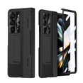 thumbnail image 2 of Dteck Case for Samsung Galaxy Z Fold 6,Shockproof Leather Case Electroplating PC Built-in Screen Protector Hinge Protection Kickstand Full Body Cover, Black, 2 of 9