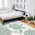 thumbnail image 6 of Area Rugs Indoor Non-Slip Rectangle Rug 5x7 Ft Summer Sage Green Coastal Ocean Sea Turtle Coral Seashell Rug Rubber Backing Floor Mats Non Shedding Home Decor Carpet for Entryway Living Room, 6 of 8