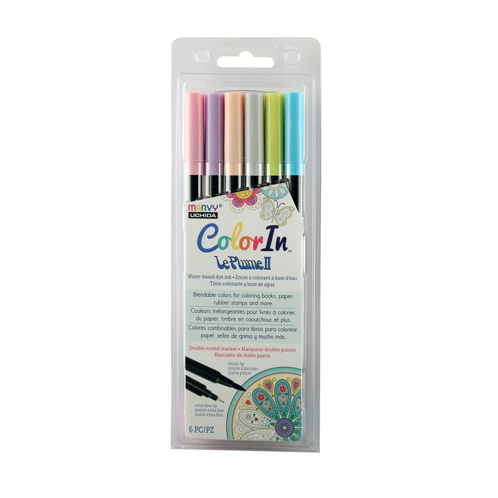 Marvy Uchida Color In Le Plume Ii Double Ended Marker Set/6 Pastel ...