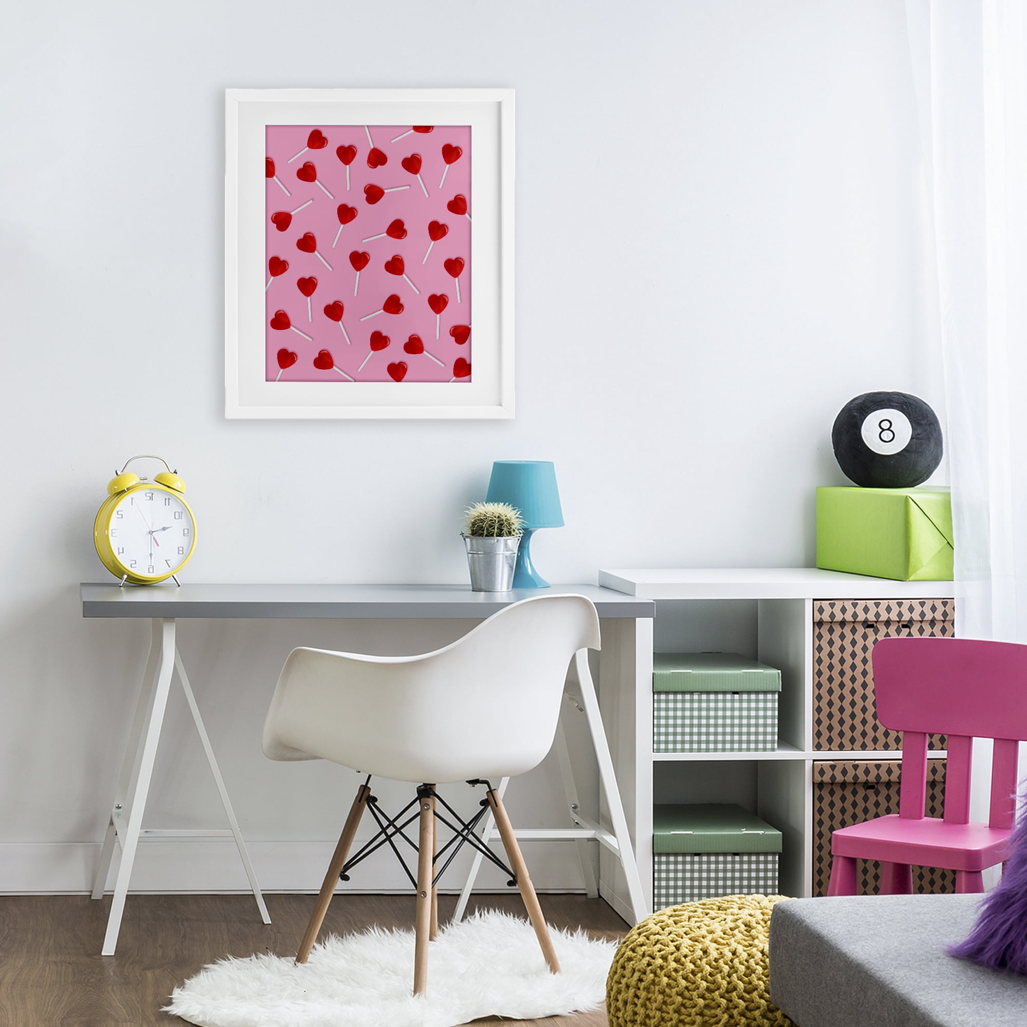 Stupell Industries Heart Lollipop Pattern White Framed Print Under Glass, design by LISH Creative