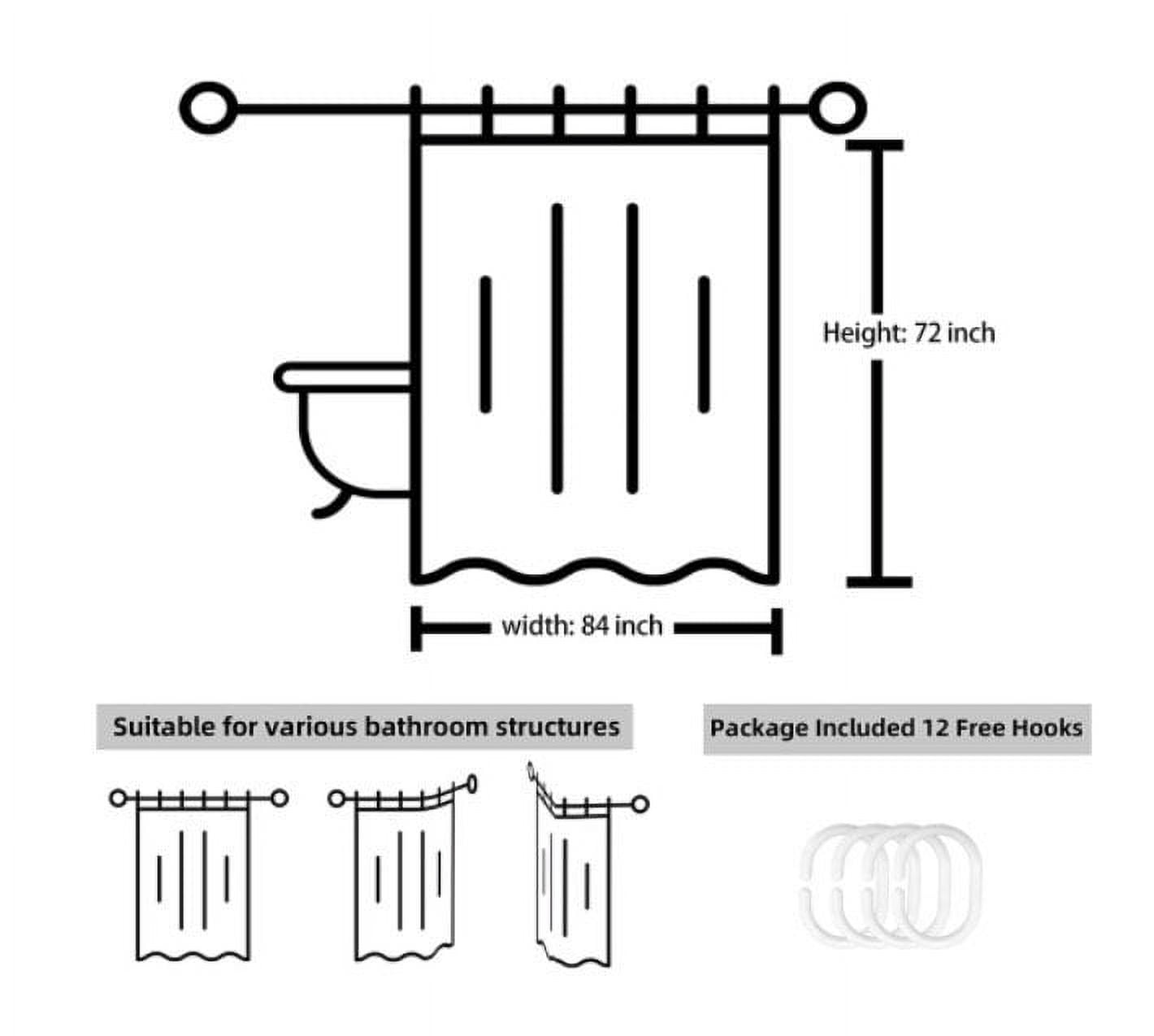 Shower Curtain 72 x 84, Tall Black Ombre Shower Curtain for Bathroom, Waffle Weave Fabric Shower Curtain Set with Hooks, Water Repellent, Machine Washable