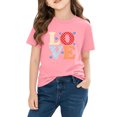 thumbnail image 4 of Valentine's Day T-Shirt for Girls Cute Love Graphic Kids Short Sleeve Cotton Tee Soft Casual Top Pink for Girls 4-10 Years,Size 9 T, 4 of 9