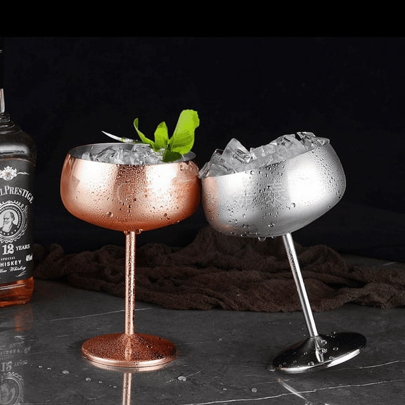 Bar KTV cup 304 stainless steel red wine glass single-layer goblet Fall prevention cocktail glass 500ml