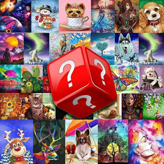 Blind Box Diamond Art Kits for Adults, Blind Box Diamond Painting Kits for Beginners, 5D DIY Full Drill Round Rhinestone Gem Art Crafts Paintings for Home Decor 12x16Inch