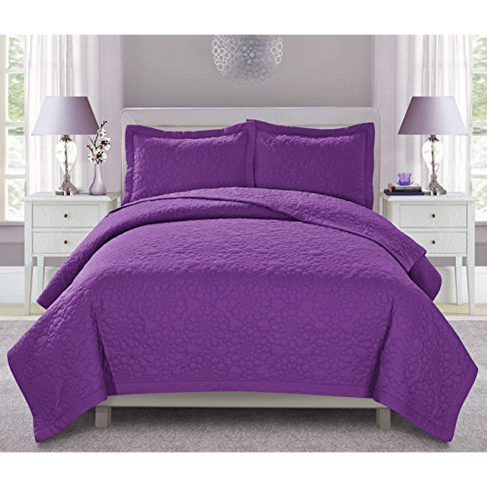 3 Piece Olgy Embroidered Clearance bedding Quilted Bedspreads SetQueen