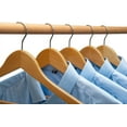 thumbnail image 4 of Premium 10-Pack Wood Clothes Hangers - Slim Rotatable Hooks with Shoulder Grooves, Natural Finish, 4 of 7