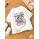 thumbnail image 1 of Camiseta de punto de algodón negro con estampado de corazón de gato, cuello redondo y manga corta - Top informal de verano para mujer, ideal para amantes de los gatos, 1 of 6