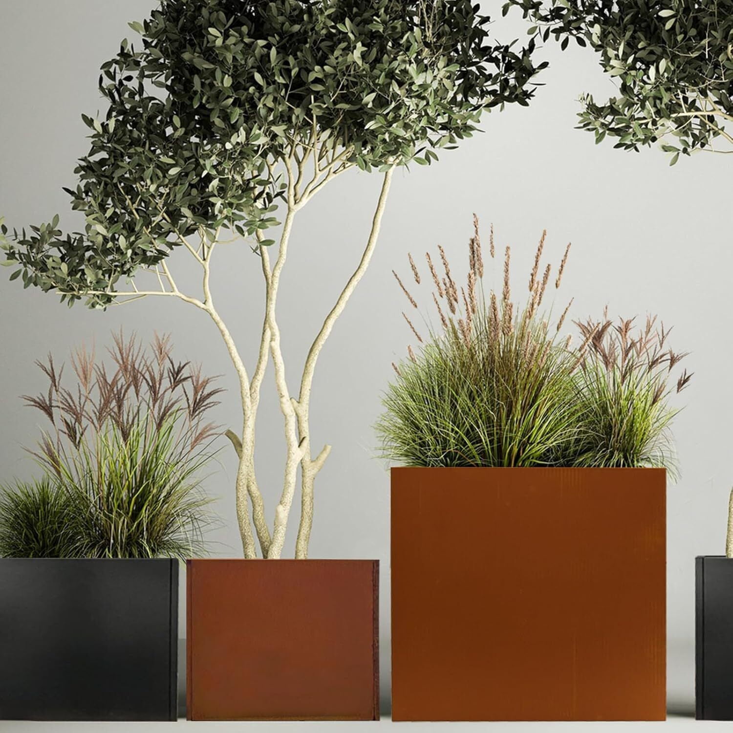 Corten Steel Planter Metal Spliced Planter for Outdoor Garden Plants 24"x10"x24"