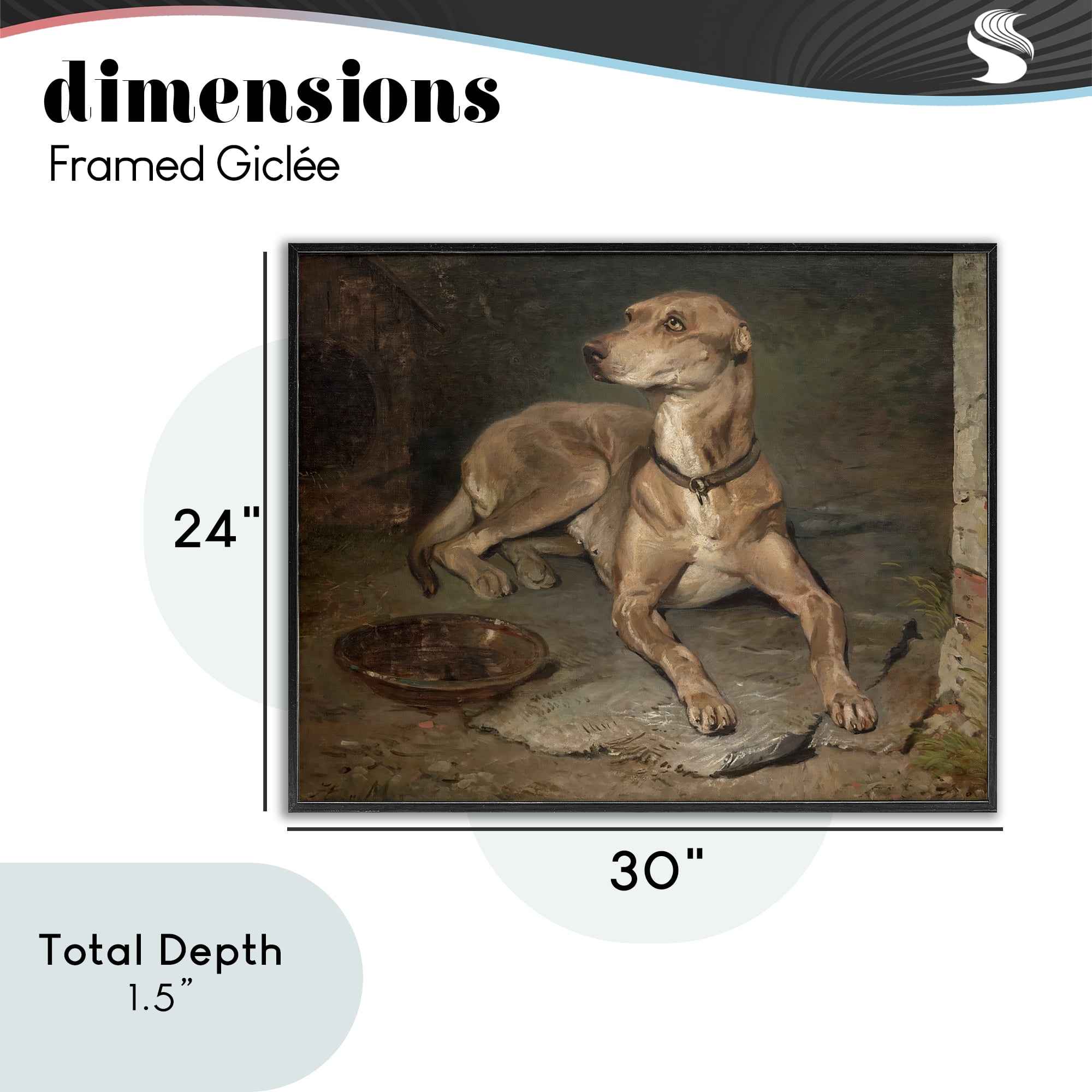 Stupell Industries Historical Dog & Bowl Black Framed Giclee Art, design by Lil' Rue