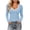 Light Blue, variant on SETOOFF Womens Contrast Trim V‑Neck Pullover Long Sleeve Shirts, Fitted Casual Fashion Tops, Dressy‑Casual Dailywear Blouses for Fall