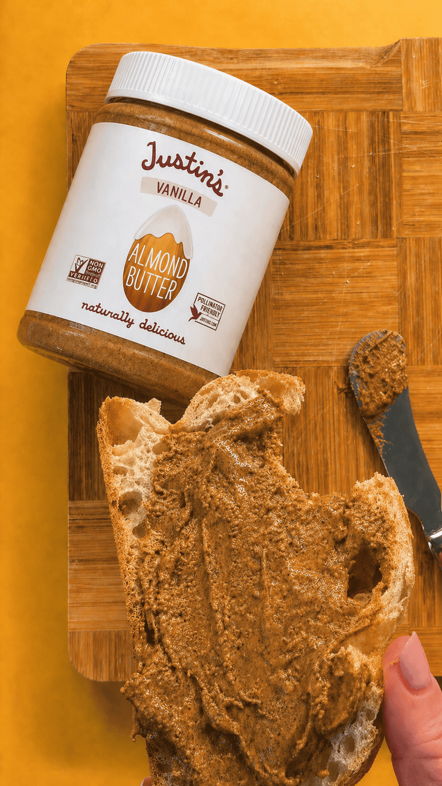 (6 pack) JUSTIN'S Vanilla Creamy Almond Butter Spread, 12 oz Jar