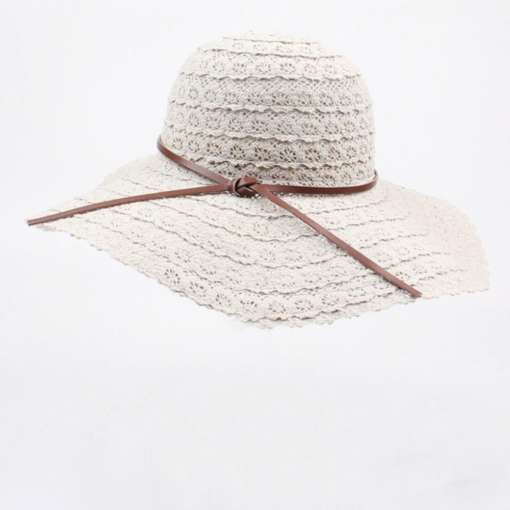 Women's Cotton Summer Hats Wide Brim Edge Foldable Outdoor Ladies Hat Bow Design 
