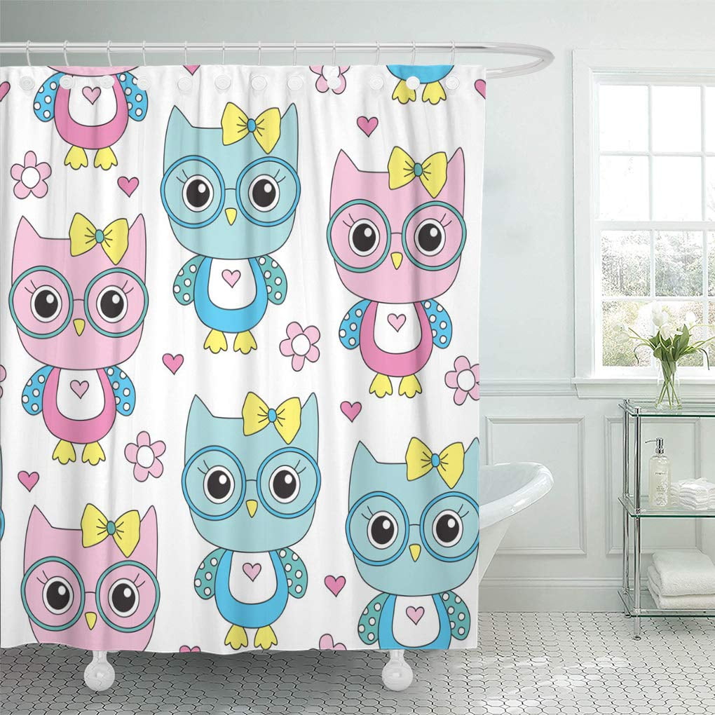 YUSDECOR Adorable Seamless Cute Owl Glasses Pattern Vector Illustration Childish Bathroom Decor Bath Shower Curtain 12x12 inch YUSDECOR Adorable Seamless Cute Owl Glasses Pattern Vector Illustration Childish Bathroom Decor Bath Shower Curtain 12x12 inch