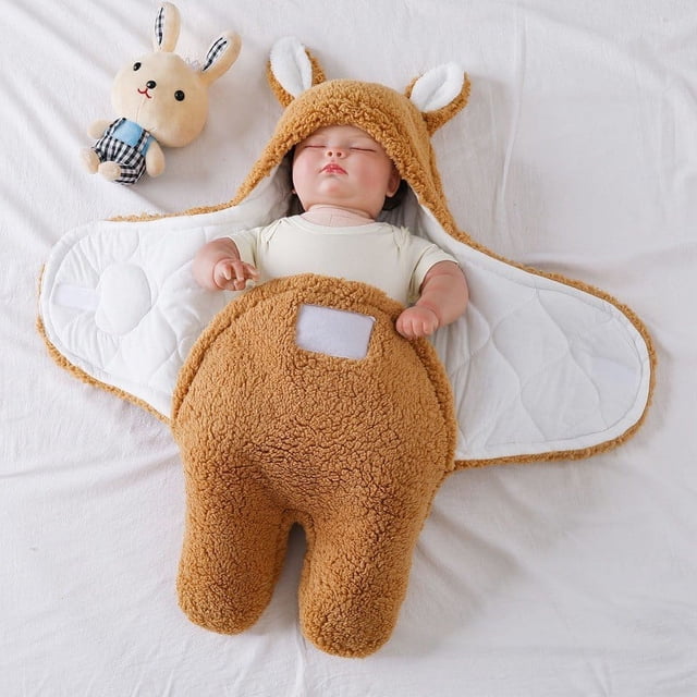 Edredón para bebé, saco de dormir de lana de cordero para bebé, grueso, antigolpes, para otoño e invierno, suministros para pañales para recién nacidos
