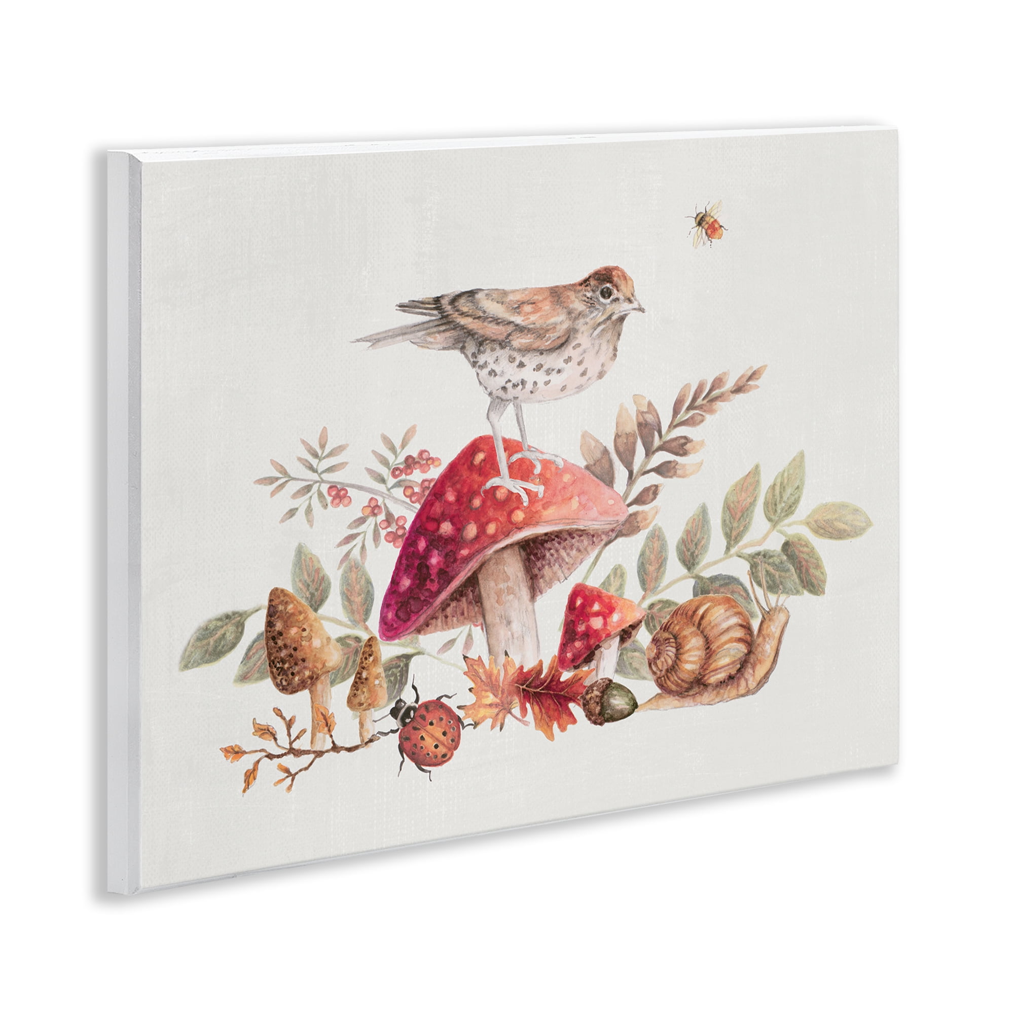 Stupell Industries Rustic Botanicals & Bird Botanical & Floral Painting Unframed Art Print Wall Art, 14 x 11