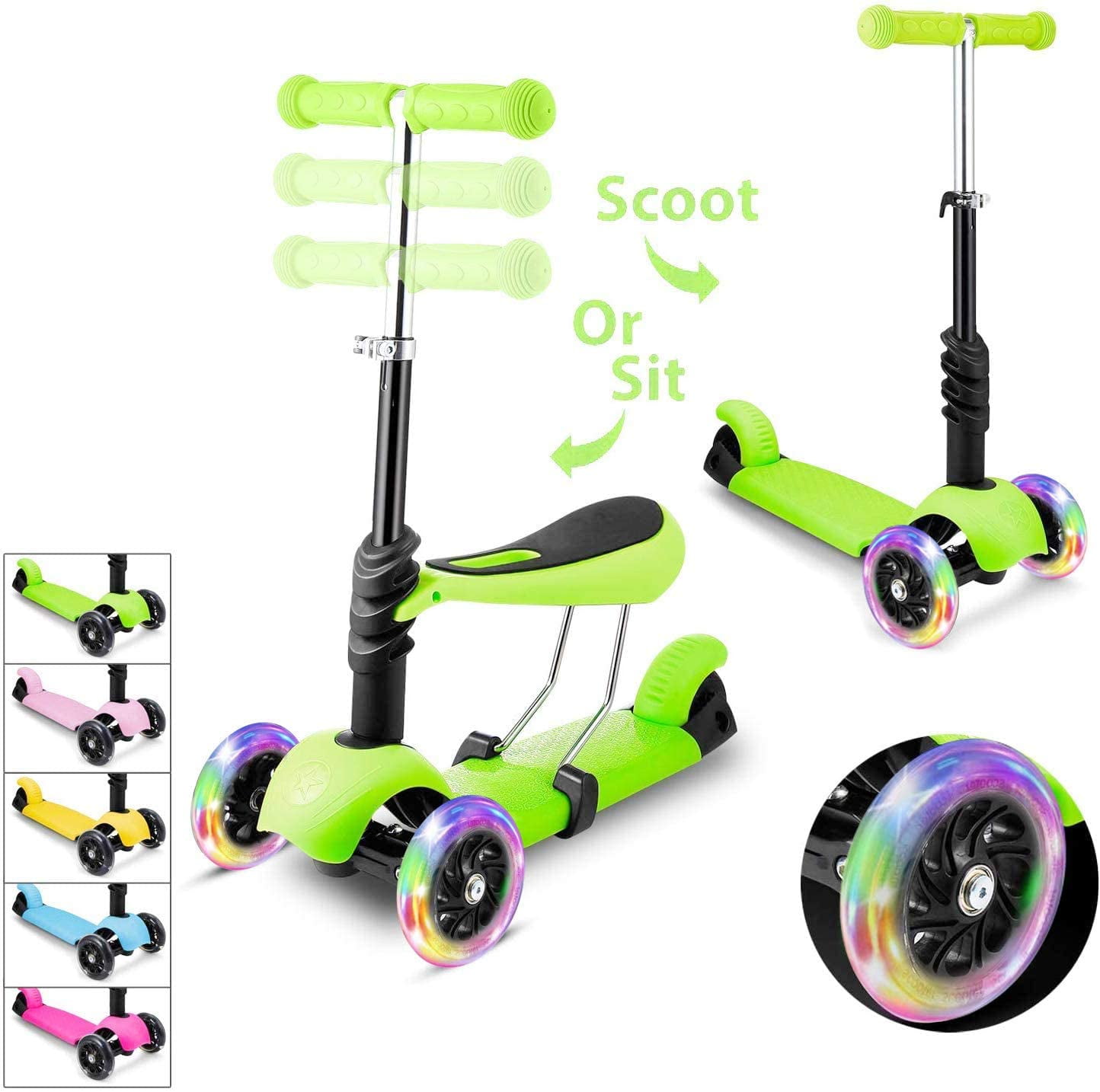 Details about   Kids Kick Scooter 3-Wheel Foldable Adjustable Flashing Wheels Gift for h 40 
