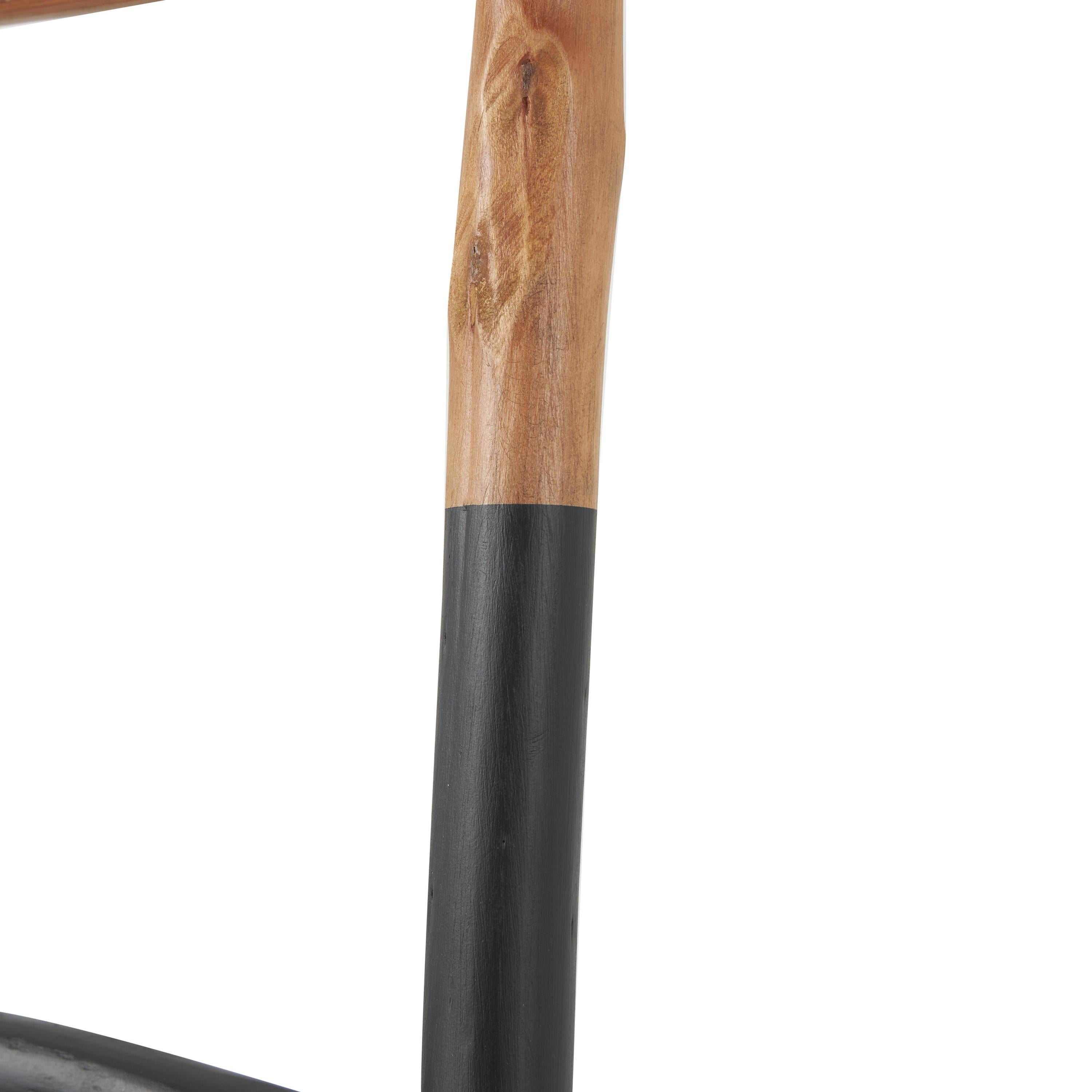 DecMode 18" x 73" Brown Wood Handmade Two-Toned Slanted Ladder with Wider Base and Ball Feet, 1-Piece