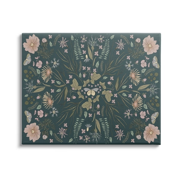 Stupell Industries Varied Floral Botanical Pattern Butterfly Insect Motif Graphic Art Gallery Wrapped Canvas Print Wall Art, Design by Birgit Maria Kiennast